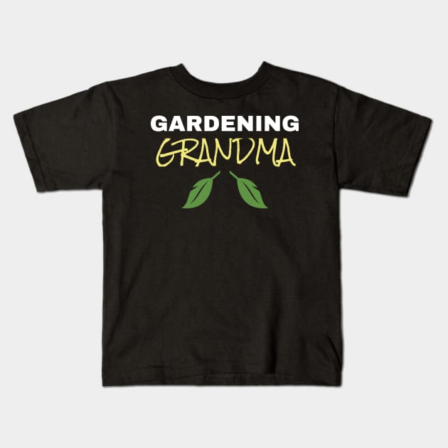 Gardening Grandma Kids T-Shirt by fromherotozero